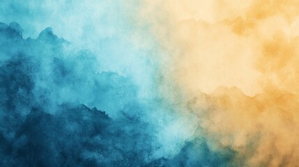 Blue and yellow watercolor painting creating abstract background