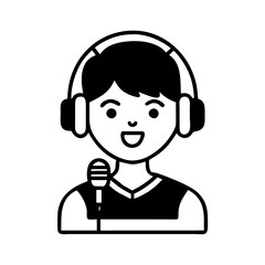 hand-drawn podcaster illustration