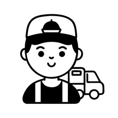 Hand-Drawn truck driver Illustration