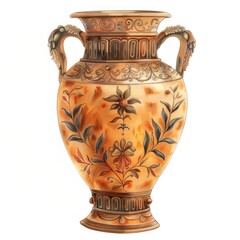 beautifully detailed Greek vase, depicted in watercolor pencil style
