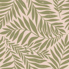 Seamless vector pattern palm dypsis leaves. Summer palm leaves tropical fabric design. Dypsis lutescens seamless pattern. Vector endless illustration.