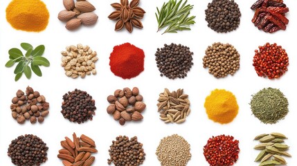 Aromatic Spice Collection: Diverse Culinary Herbs and Spices