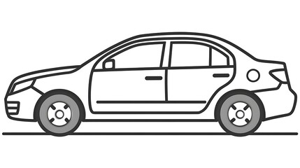 Fototapeta premium Sedan car illustration isolated on white background