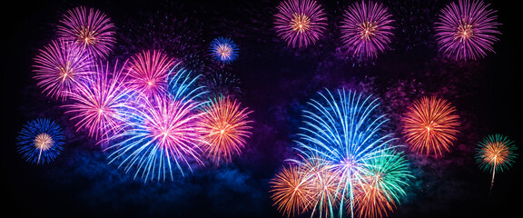 Naklejka premium blurred new year fireworks shape Abstract background of colorful neon lights in motion