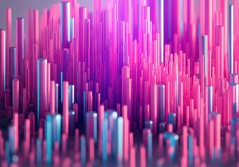 Fototapeta premium Abstract 3D visualization of colorful vertical bars in pink and blue hues