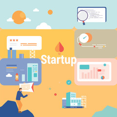 Colorful Startup Business Concept Illustration