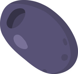 Pizza black olive ingredient isolated on white. Vector cartoon illustration of dough base, tomato, pepper, mushroom pieces, slices of ham and salami, ketchup sauce, olive oil, rosemary, italian food