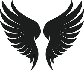 Black Angel Wings Silhouette – Elegant Vector Feathered Design
