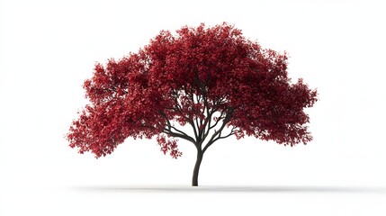 Fototapeta premium A single tree with deep red autumn leaves