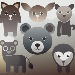 set of cartoon animals