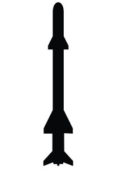 Cute cartoon hand drawn vector missile or rocket silhouette.