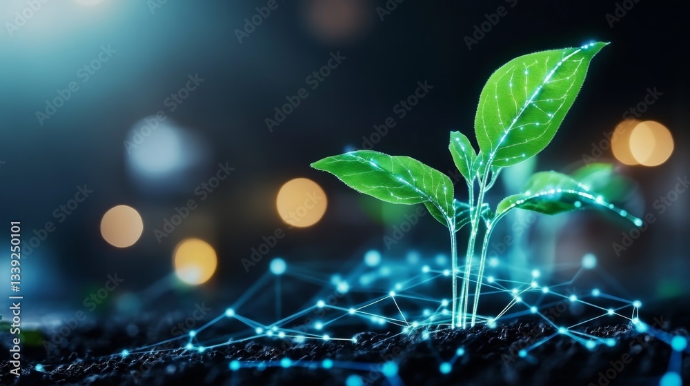 Poster innovative technology aids farmers in selecting and nurturing crops within vibrant fields. advanced 