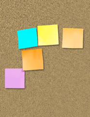 Fototapeta premium Colourful sticky notes paper on cork board wall