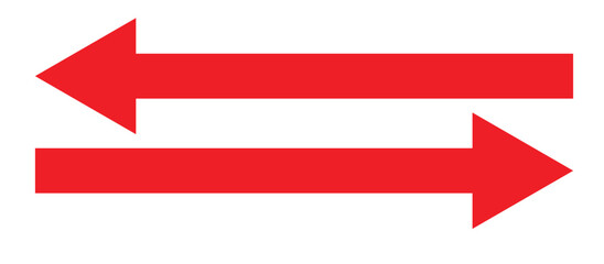 Red long arrow icon isolated on white background. Long arrow vector, icon. Red horizontal arrow. Straight long arrow vector icon