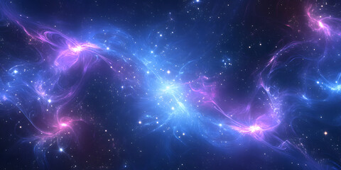 Cosmic galaxy with blue and purple nebula and glowing stars