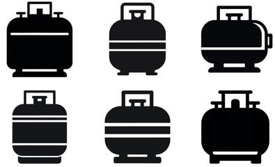Simple Black and White Vector Illustration of Various Propane Gas Tanks
