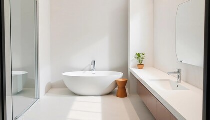Fototapeta premium Modern Minimalist Bathroom Design: Clean Lines and Serene Atmosphere