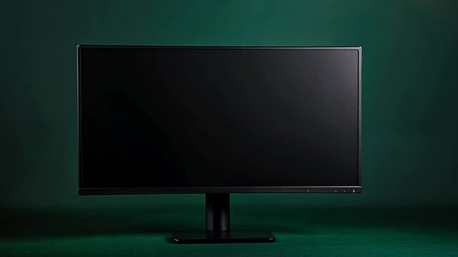 Sleek Modern Computer Monitor Display on a Dark Green Background Technology