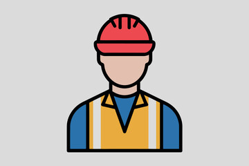 Worker icon with construction helmet, labor day concept