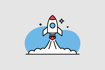 Rocket taking off, business and startup concept
