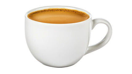 Fototapeta premium A pristine white cup filled with rich, steaming coffee, isolated on a transparent background.