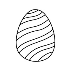 Cute decorated Easter egg isolated on white background. Vector hand-drawn illustration in doodle style. Perfect for holiday designs, cards, logo, decorations.
