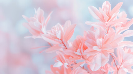 Obraz premium Soft pink blossoms in full bloom against a pastel background