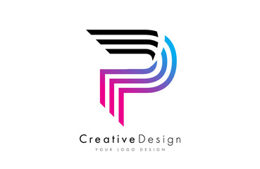Letter P logo icon vector made of lines. Creative P Design alphabet lettering