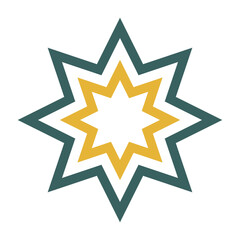 Islamic geometric shapes and ornamental frame icon line