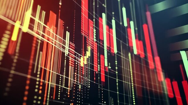 Abstract Financial Chart Animation Depicting Market Downturn and Economic Recession
