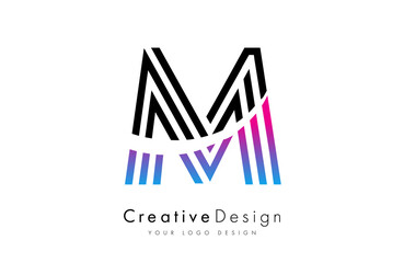 Letter M logo icon vector made of lines. Creative M Design alphabet lettering