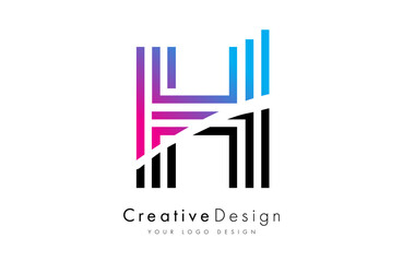 Letter H logo icon vector made of lines. Creative H Design alphabet lettering
