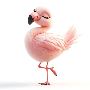 Pink Flamingo's Grace: A charming flamingo strikes a pose, exuding an air of peace. capturing the adorable nature and beauty of this graceful creature