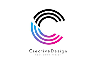 Letter C logo icon vector made of lines. Creative C Design alphabet lettering