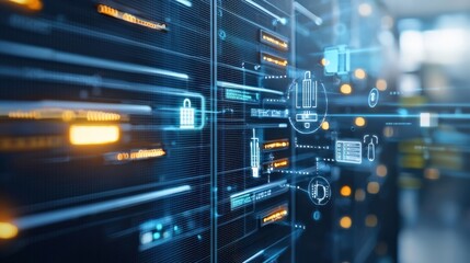 Fototapeta premium Digital Data Flow and Network Connections in a Modern Technology Setting