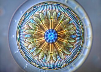 Obraz premium Microscopic Diatom Portrait: Unveiling Nature's Exquisite Geometry