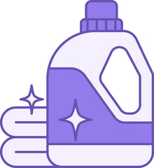 Colored Detergent Icon. Vector Illustration. Washing Powder and Towels. Plastic Container for Household Chemicals. Grocery Concept