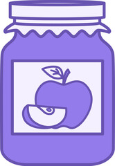 Colored Jam Icon. Vector Illustration. Closed Jar With Apple Jam. Sweet Dessert, Food. Grocery Concept