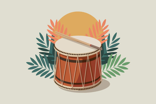 Samba drum with drumsticks