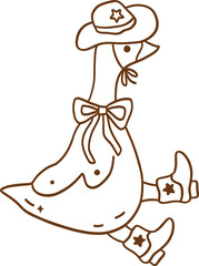 Outline Coloring Groovy Western Silly Goose