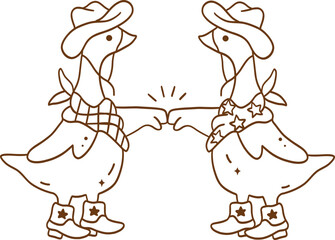 Outline Coloring Groovy Western Silly Goose