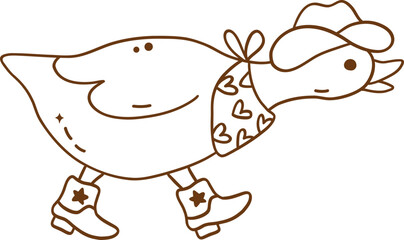 Outline Coloring Groovy Western Silly Goose