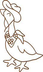 Outline Coloring Groovy Western Silly Goose
