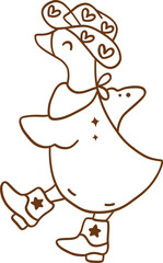 Outline Coloring Groovy Western Silly Goose