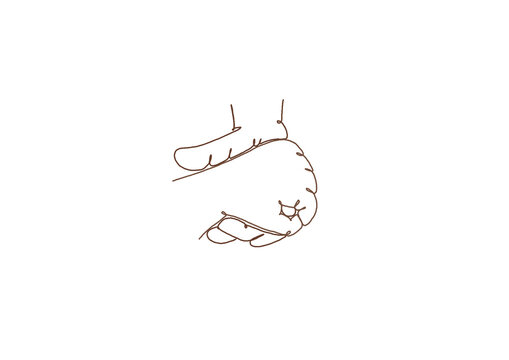 Contour drawing of two hands on white background, graphic resources