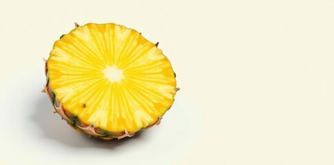 Ripe pineapple half, juicy flesh visible, isolated , core, agriculture, vegan