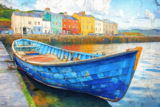 Bantry: Old Fishing Boat in Colorful Coastal Port by the Atlantic Bay
