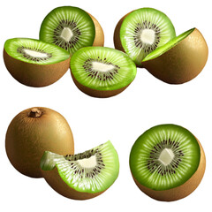 Fototapeta premium A Realistic Image Showcase of Kiwi fruit on White or PNG White Background 