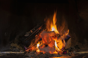 fire in fireplace