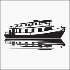 canal houseboat silhouette